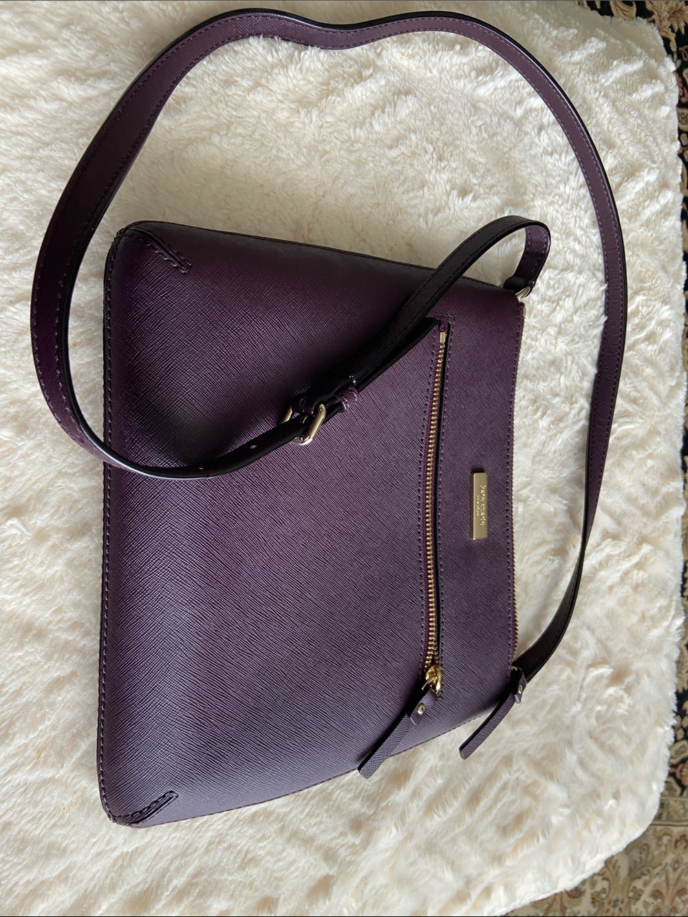 kate spade Deep Plum Saffiano Crossbody Bag with Gold Hardware